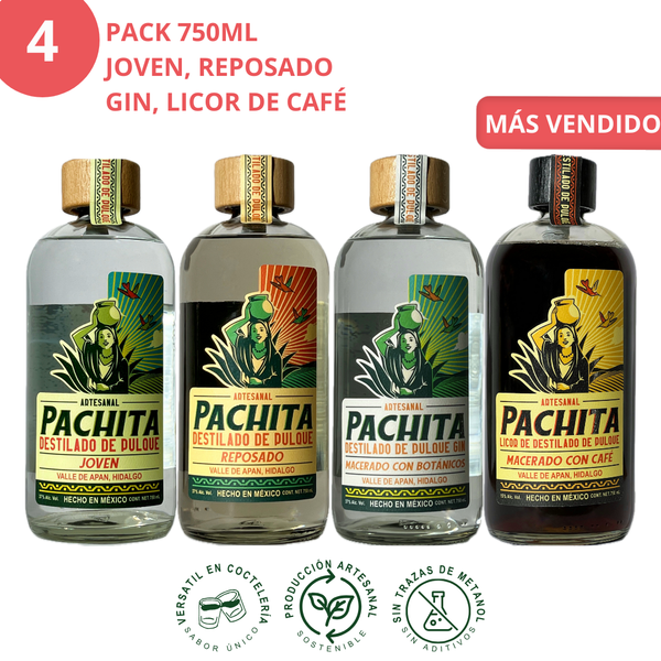 4 Pack 750mL: Evolución de Sabor - Joven, Reposado, Gin y Café