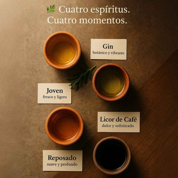 4 Pack 750mL: Evolución de Sabor - Joven, Reposado, Gin y Café