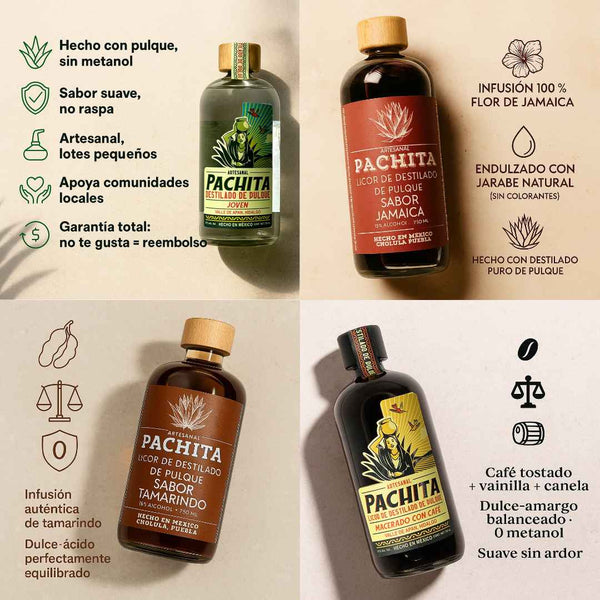 4 Pack 750mL: Sabor Completo – Joven, Jamaica, Tamarindo y Café