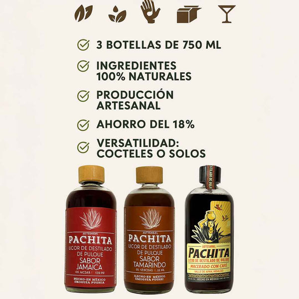 3 Pack 750mL: Dulce, Mexicano y Único – Jamaica, Tamarindo y Café