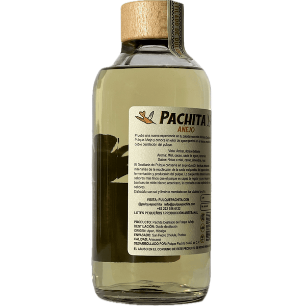 botella de destilado de pulque lateral parte trasera