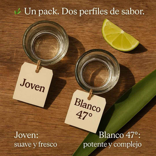 2 Pack Exclusivo: Destilado de Pulque Blanco 47° y Joven – 750 mL