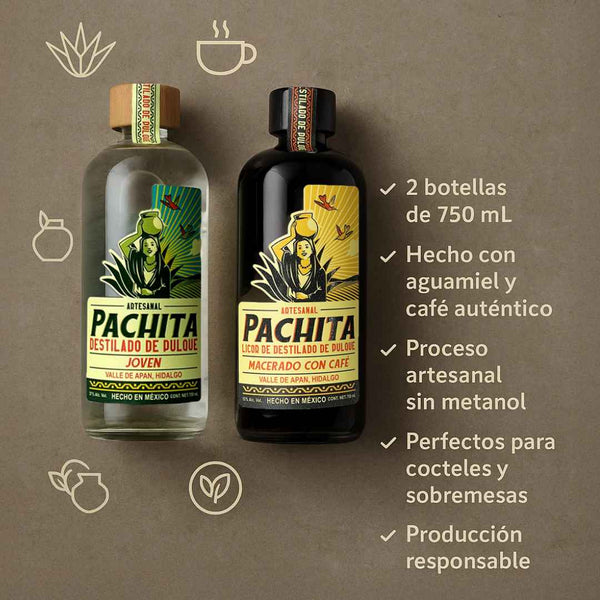 2 Pack: Destilado de Pulque Joven y Licor de Café – 750 mL