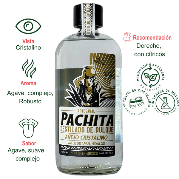 Destilado de pulque Cristalino Reposado 37º Alc 475 mL