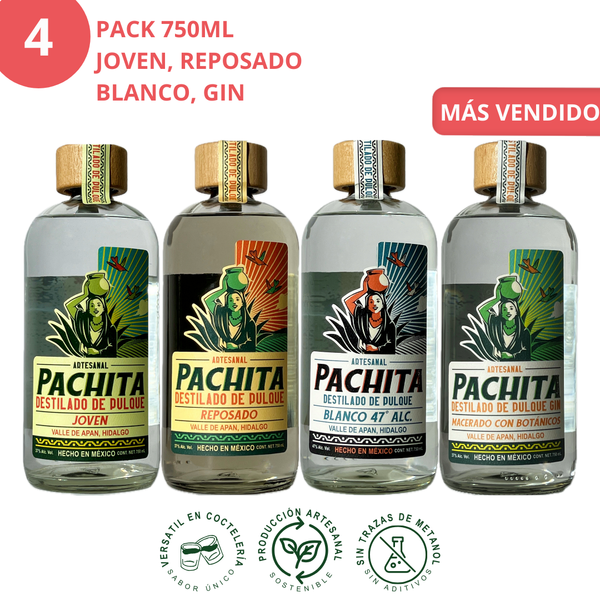 Paquete 750 mL Joven, Reposado, Blanco y Gin