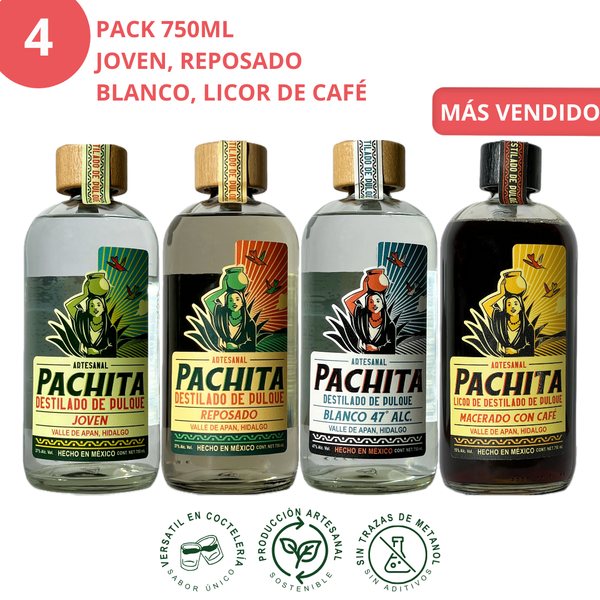 Paquete 750 mL Joven, Reposado, Blanco y Licor de Café