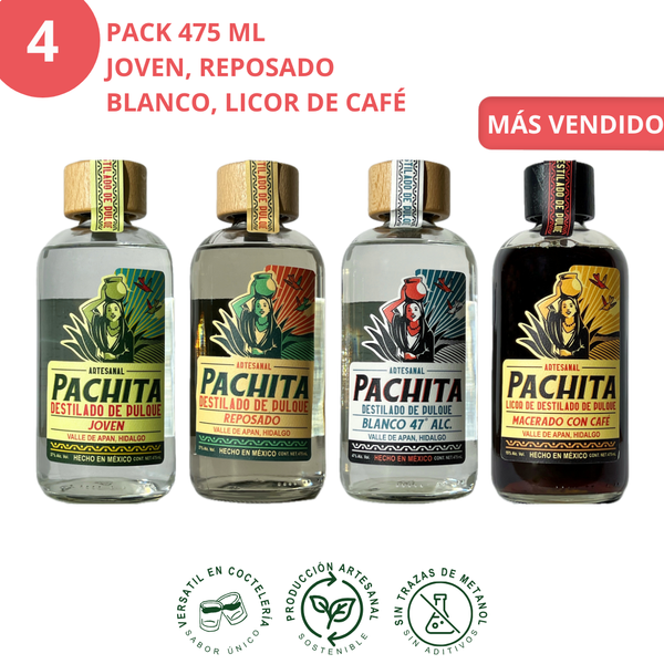 Paquete 750 mL Joven, Reposado, Blanco y Licor de Café