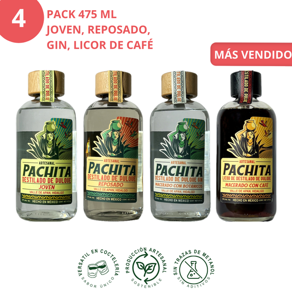 Paquete 475 mL Joven, Reposado, Gin y Licor de café