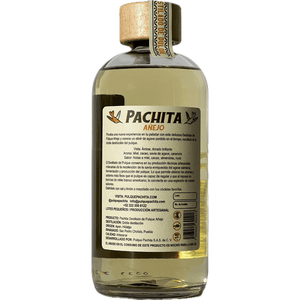 Botella de destilado de pulque añejo contraportada
