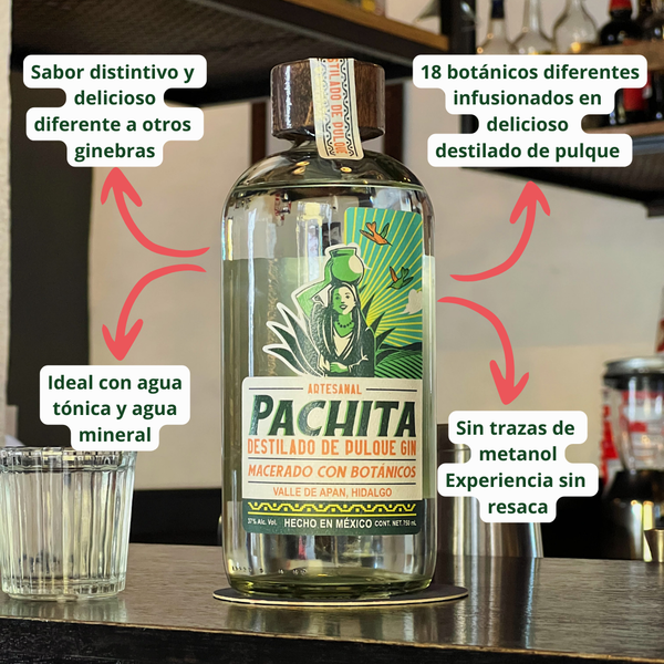 Destilado de Pulque Gin 37° Pachita 750 ml – Exclusividad y Tradición en Cada Gota