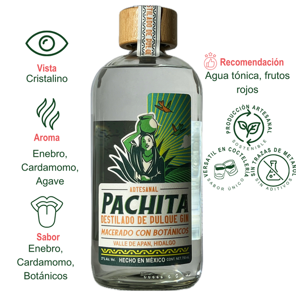 Destilado de Pulque Gin 37° Pachita 750 ml – Exclusividad y Tradición en Cada Gota