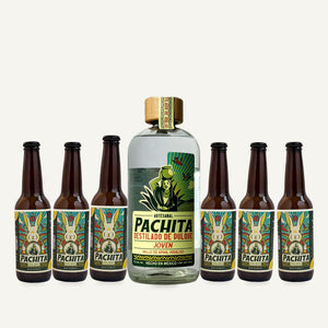 6 pack de pulque 355 + destilado Joven 750 — la casa completa