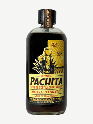 Botella de Pachita Licor de Café, destilado de pulque macerado con café, 750 mL