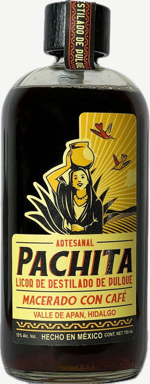 Botella de Pachita Licor de Café, destilado de pulque macerado con café, 750 mL