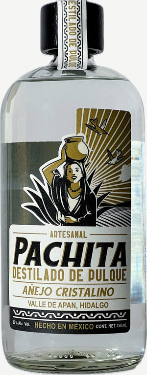 Botella de Pachita Añejo Cristalino, destilado de pulque, 750 mL
