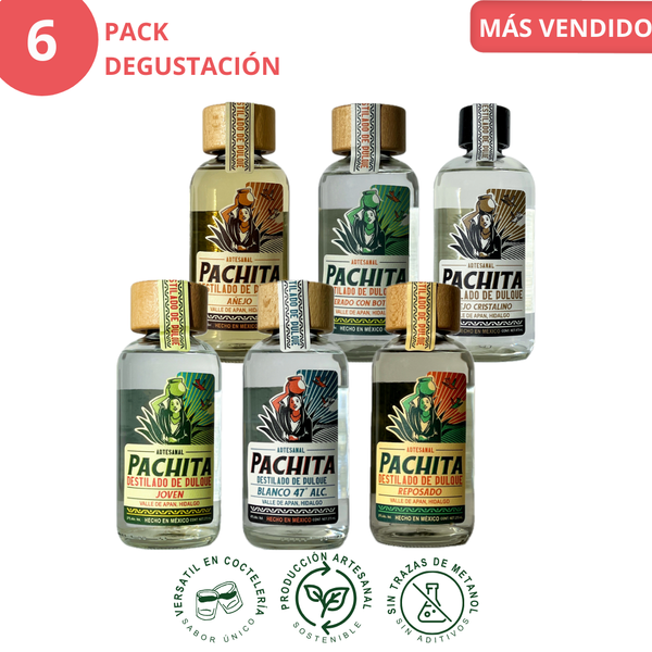 6 Pack de Degustación de Destilado de Pulque  475 mL o 750 mL